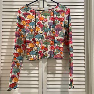 Funky, Neon, Psychedelic crop, long-sleeved mushroom shirt!